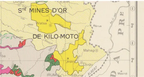 Illustration 14: Carte : Extrait de la carte des concessions minières, Province orientale, 1963