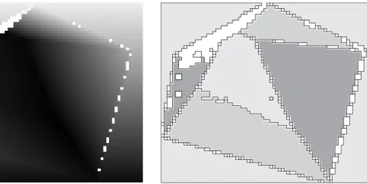 Figure 3.4: Segmentation en surfaces planes par une méthode de fusion basée sur la normale à la surface [MaHü89]