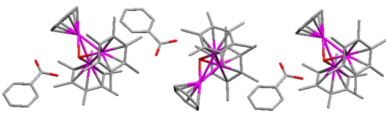 Figure 24. Structure moléculaire (représentation en bâtonnets)  de la chaîne infinie formée par  les entités [C 6 H 5 COOH ⊂ 1] + 