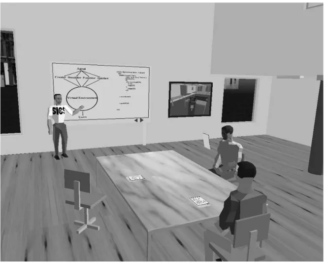 Figure 2.8: 3D human avatars around a desktop inside of a room in DIVE