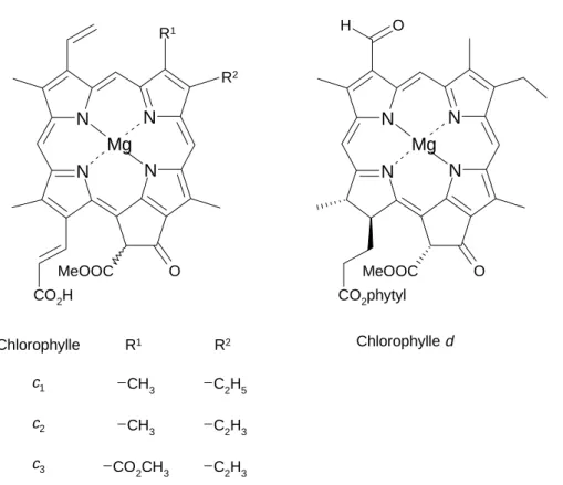 Figure 1.5. : Structures des chlorophylles  c et d.