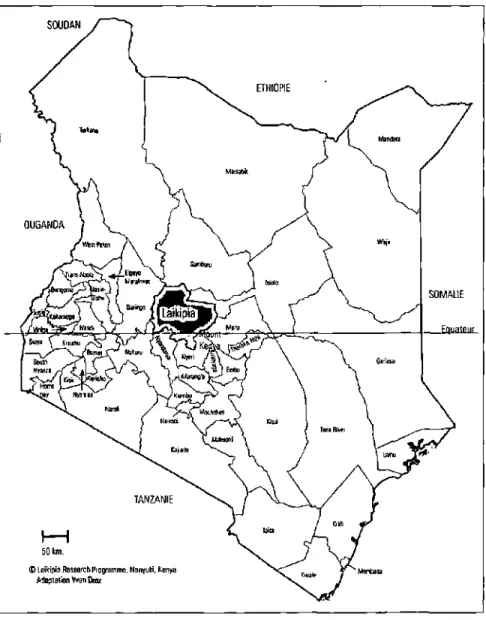 Figure 2: Carie du Kenya et situation du district de Laikipia. 