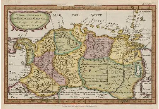 Figure 1. Carte de la vice-royauté de la Nouvelle Grenade en 1705