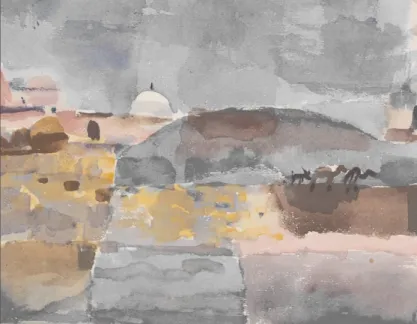 Figure 7. Paul Klee, Aux portes de Kairouan, aquarelle,  1914.