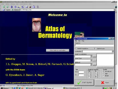 Fig. II-1: Dermatology Online Atlas: la page de garde et fenêtre de recherche 