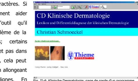 Fig. II-4: Klinische Dermatologie: page de garde d'un programme  disponible qu'en allemand