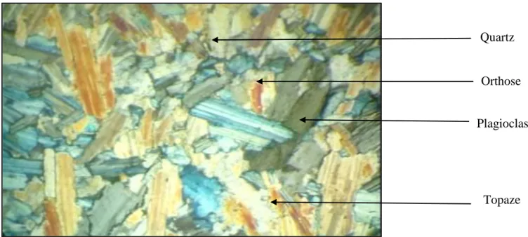 Figure 9 :  Granite  à  albite  topaze  et  lépidolite  au  microscope  polarisant  (LPA)  deGrx20