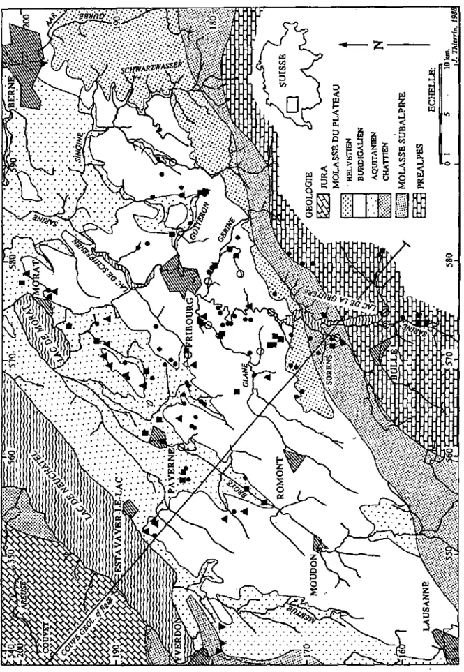 Fig 0.11: Région située entre les Préalpes fribourgcoises et le lac de 