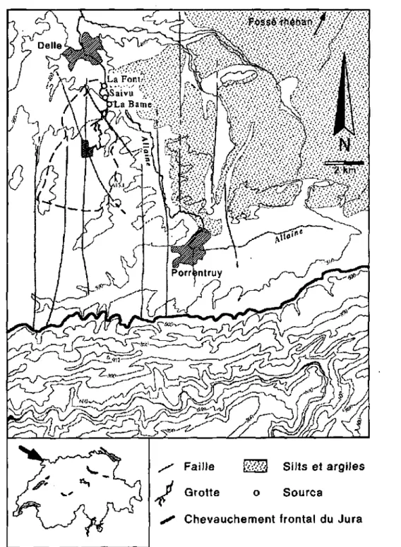 Figure 5 : Situation géographique et géologique du site de Bure. Ce terrain se trouve au  nord du Jura plissé et au sud-ouest du fossé rhénan
