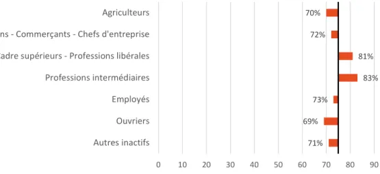 Figure 7 : Lecture des étiquettes en fonction de la situation socio-professionnelle. Tris croisés