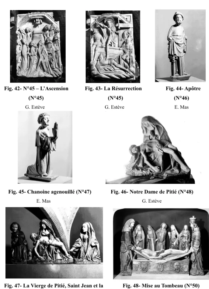 Fig. 42- N°45 – L’Ascension  Fig. 43- La Résurrection Fig. 44- Apôtre