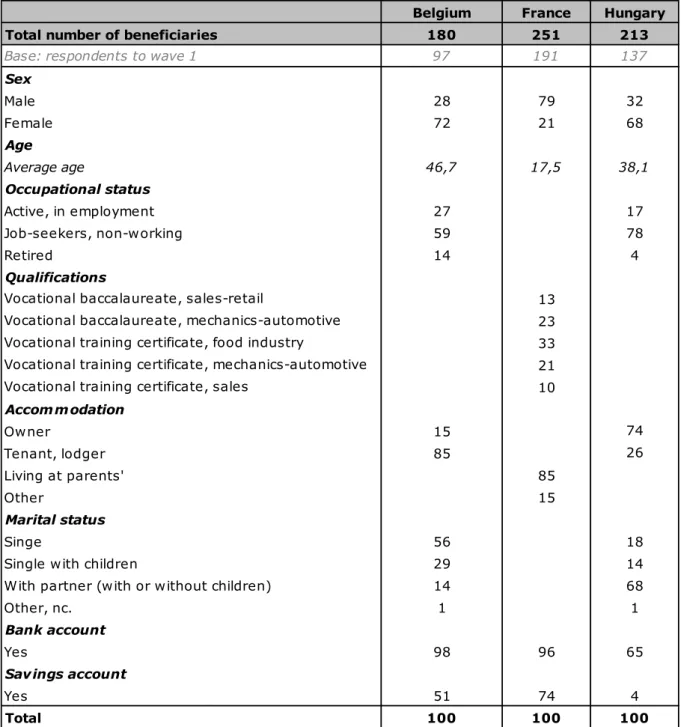 Table 4 - Profile of the beneficiaries 