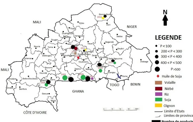 Figure n°1: Zone d’implantation des ESOP au Burkina Faso 