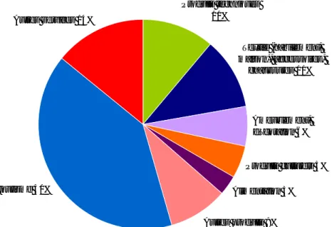 Graphique 4 : Estimation de la répartition du chiffre d’affaires des ventes   en ligne BtoC en 2009  Produits techniques  11% Textile (habillement,  maison), accessoires,  chaussures 11% Ameublement,  décoration 6% Produits culturels 5% Alimentation 3% Aut