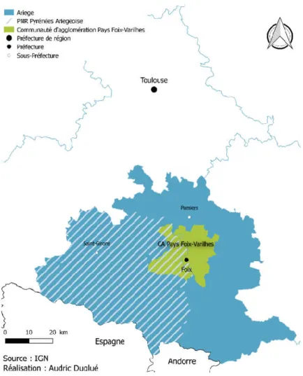 Figure 1 : Situation géographique de la Communauté d'agglomération Pays Foix-Varilhes 