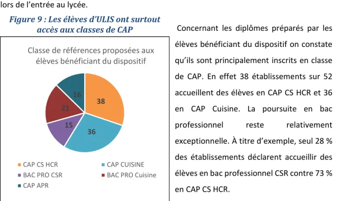Figure 9 : Les élèves d’ULIS ont surtout  accès aux classes de CAP 