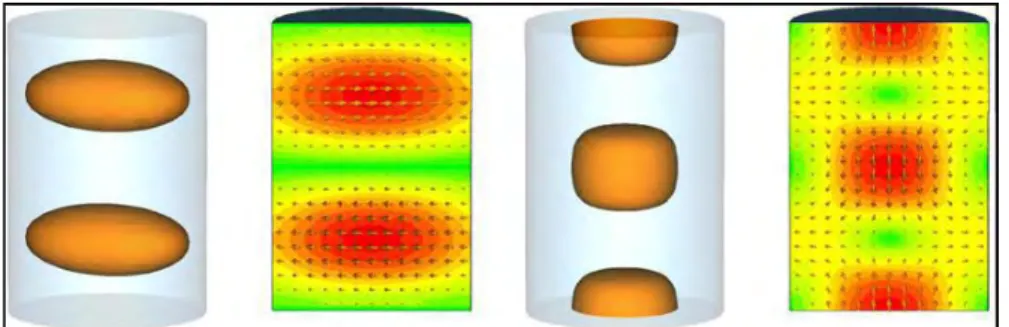 Figure  3.1:  Example  showing  the  electric  field  distribution  of  TE 112  (left  two)  and 