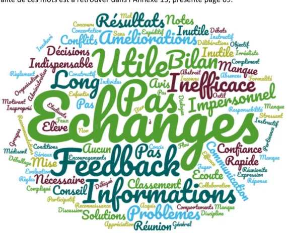Figure 9 : Nuage des mots de la perception du Conseil de classe 