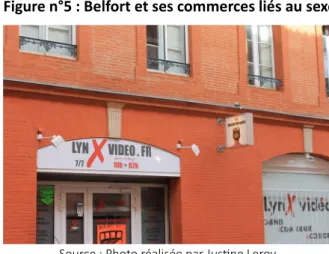 Figure n°5 : Belfort et ses commerces liés au sexe