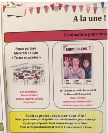Figure n°10 : Extrait du programme du Centre Social  et Culturel Raymond IV, juin 2019