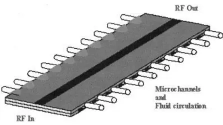 Figure 10 : Conception d'une ligne à retard microfluidique faite par 10 cellules élémentaires en  cascade [58]