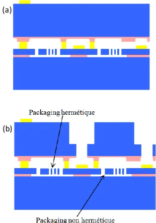 Figure 35 : Assemblage des deux wafers combinant des zones hermétiques et non-