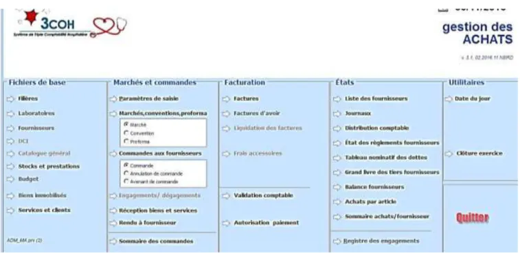 Figure n° 07 :  la fenêtre du module gestion achat du système 3COH  