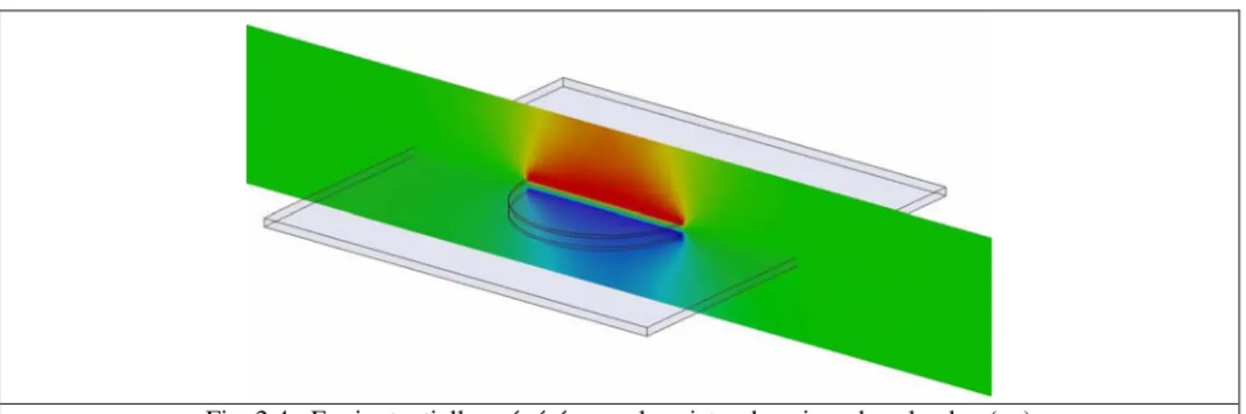 Fig. 2.4 : Equipotentielles générées par les pistes de cuivre dans le plan (yz) 