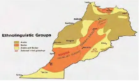 Figure 1 Illustration de la répartition géographique des dialectes marocains.  