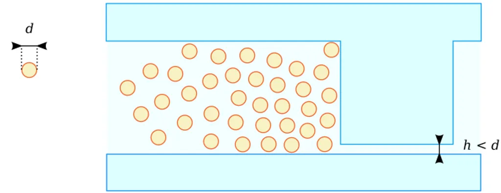 Fig. 2.2 – Sch´ ema de la g´ eom´ etrie du canal servant ` a pi´ eger les microbilles.