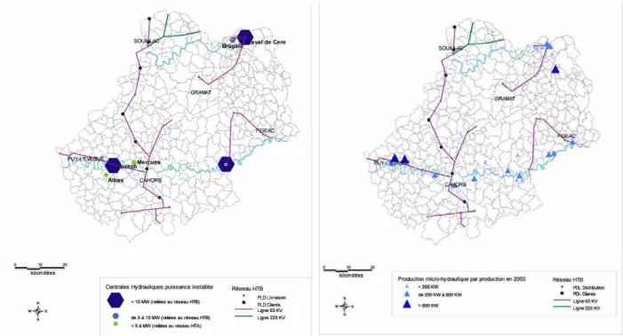 Figure 15 – Implantation des centrales hydro- hydro-électriques connectées au réseau HTB 