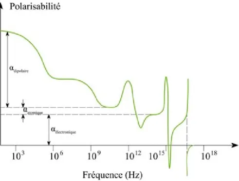 Figure 1.5. Evolution de la polarisabilité en fonction de la fréquence