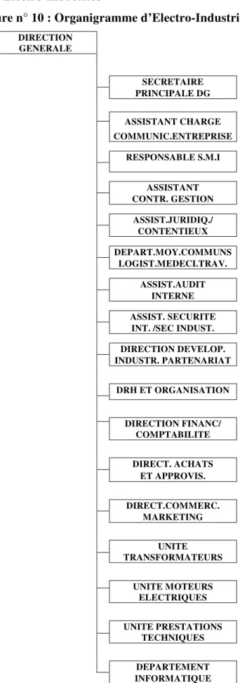 Figure n° 10 : Organigramme d’Electro-Industries 