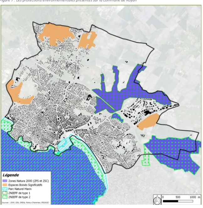 Figure 7 : Les protections environnementales présentes sur la commune de Royan