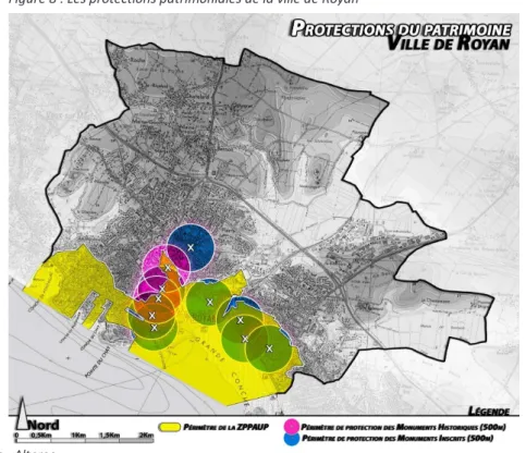 Figure 8 : Les protections patrimoniales de la ville de Royan 
