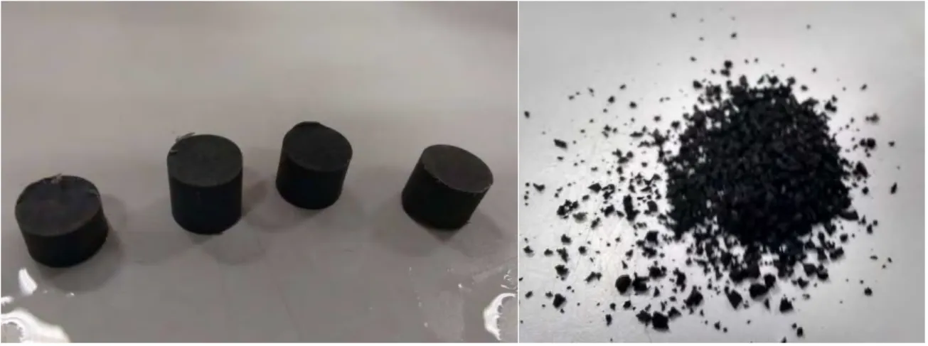 Figure 3-24 PVC and crumb rubber samples for testing BR degradation of construction materials 