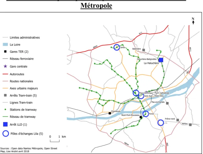 Figure 5 : Localisation des principaux pôles d’échanges interurbains de l’agglomération nantaise  