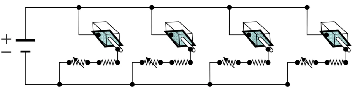 Figura  3.6  Configuración de circuito eléctrico para un grupo de probetas. 