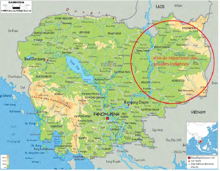 Figure 8 : Carte du Cambodge (extrait du site ezilon.com)