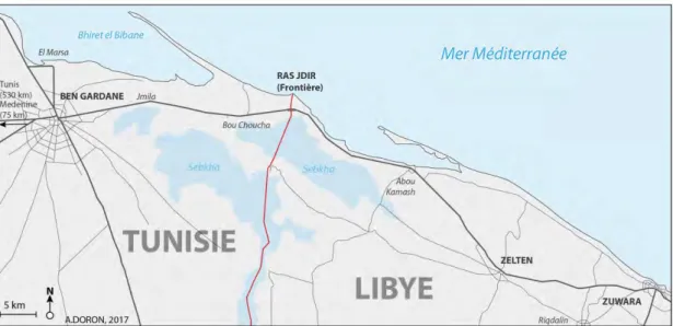 Figure 1.4. : Ben Gardane : ville et route transfrontalière tuniso-libyenne 