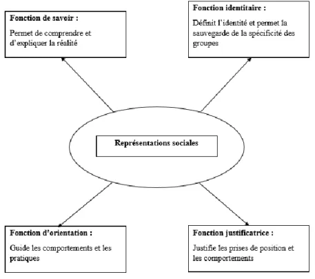 Figure 1 : Schéma récapitulatif des fonctions des représentations sociales 