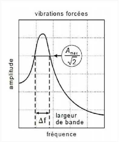 Figure II.3  Réponse typique d'un échantillon en vibration forcée d'après 
