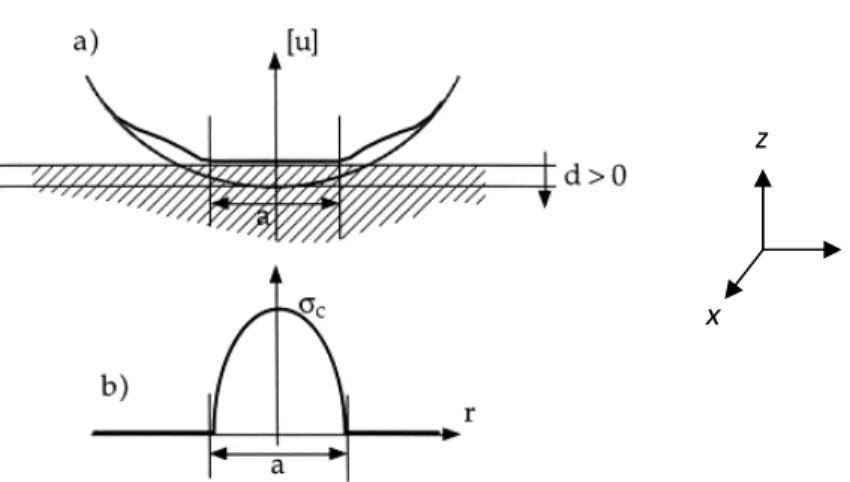Figure 6 : Schéma de la répartition de la pression de Hertz au niveau du contact [27]