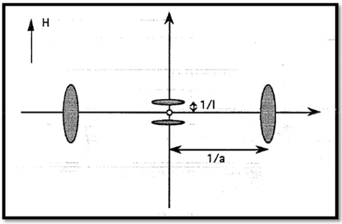 Figure 19 : Figure de diffraction des rayons X par une phase nématique orientée (H est le champ  magnétique appliqué qui donne l'orientation du directeur nématique n)