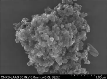 Figure 7. Photo MEB de Nanopoudres obtenue par Autoassemblage des nanoparticules Al et CuO via un brin d'ADN [96]