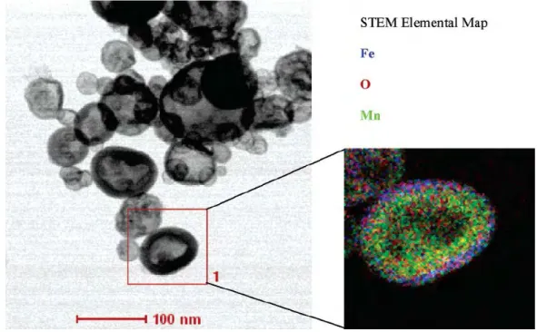Figure 11. Photo microscope électronique à transmission d’un nano KMnO 4  recouvert avec une fine couche de Fe 2 O 3  