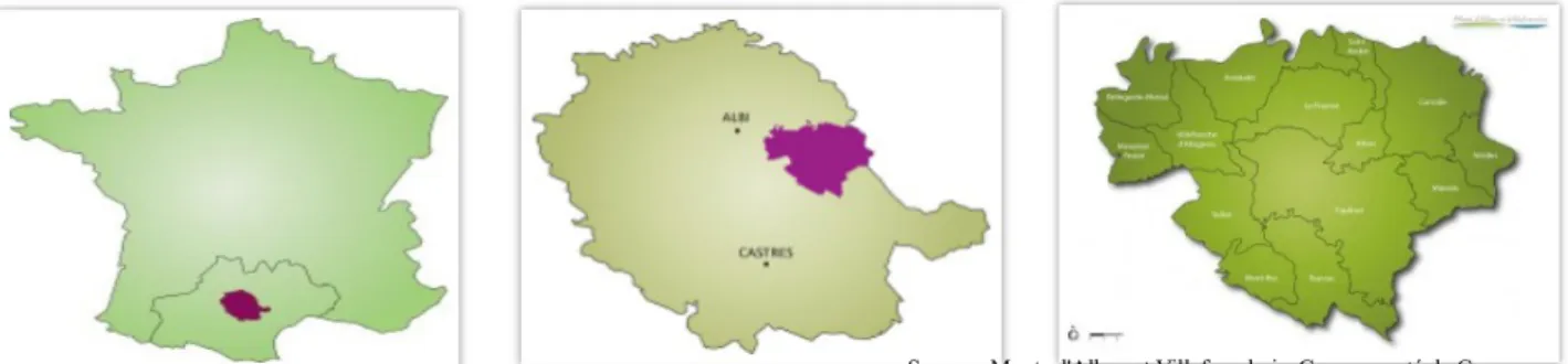 Figure 1 : Localisation de la Communauté de Communes des Monts d'Alban et du Villefranchois