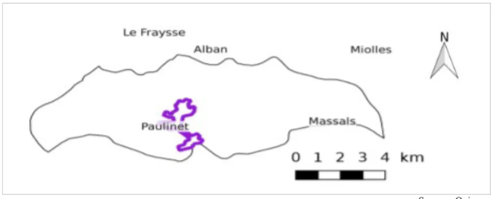 Figure 4 : Localisation du zoom 1 dans les Monts d'Alban
