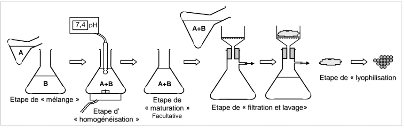Figure 2-1 Protocole schématique de la synthèse d’apatite analogue au minéral osseux 