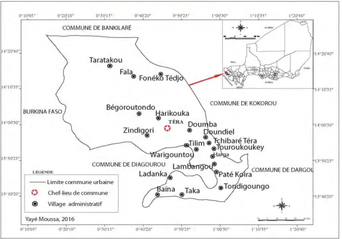 Figure 4 : les villages administratifs de la commune urbaine de Téra 